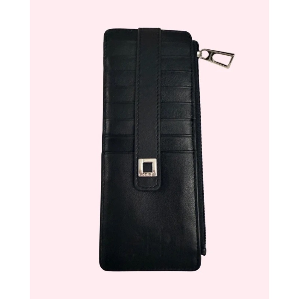 NWT Lodis Black Leather Slim Card Case Wallet With RFID Protection